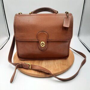 Vintage Coach Willis Bag British Tan Leather Satchel Crossbody Strap 9927 USA 95